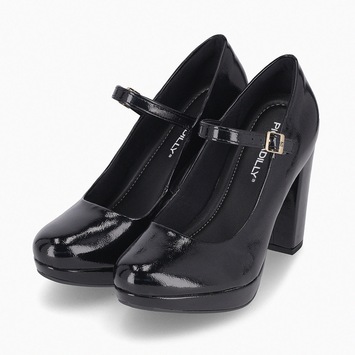 Zapato Mary Jane Mujer Negro/CHarol Evelin Piccadilly