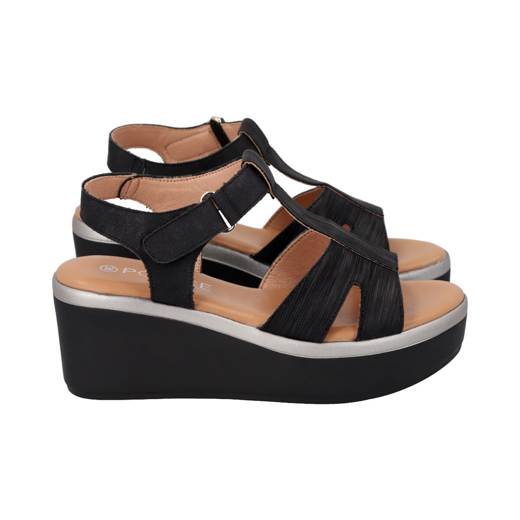 Sandalia Mujer Negro Shine Police