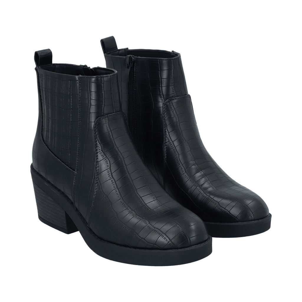 Botin Casual Mujer Negro Taco Medio Nani Police