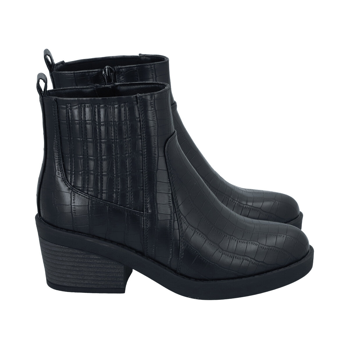 Botin Casual Mujer Negro Taco Medio Nani Police