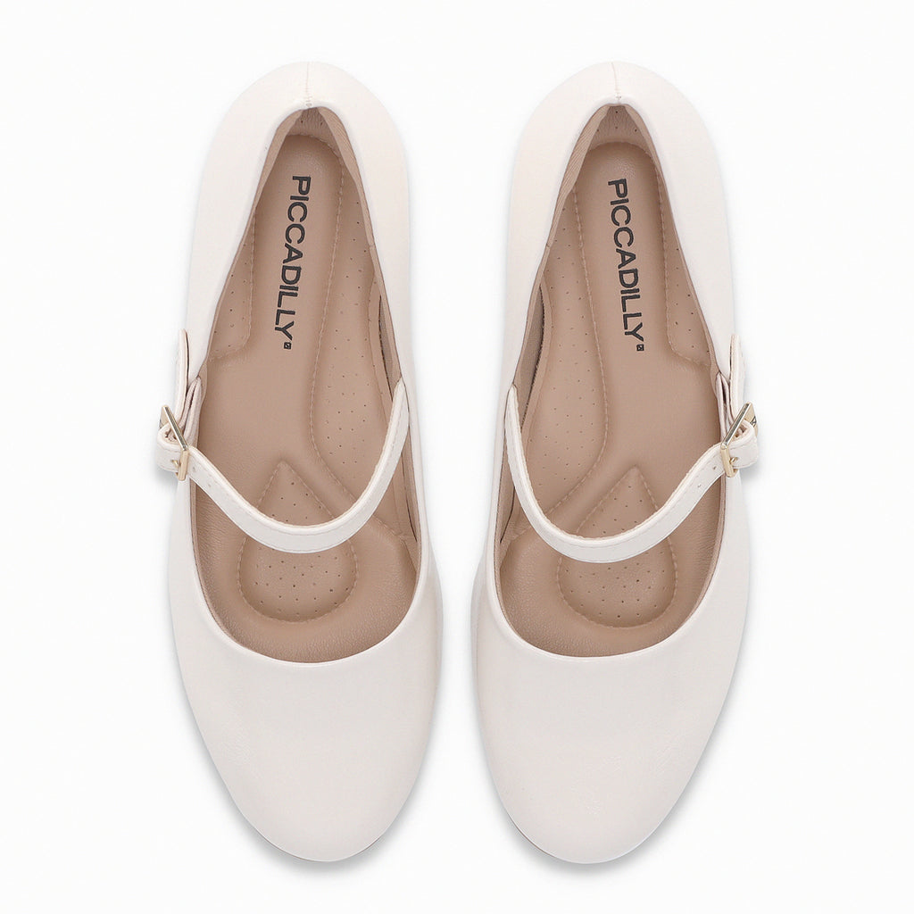 Zapato Mary Jane Mujer Crema /Charol Laura Piccadilly