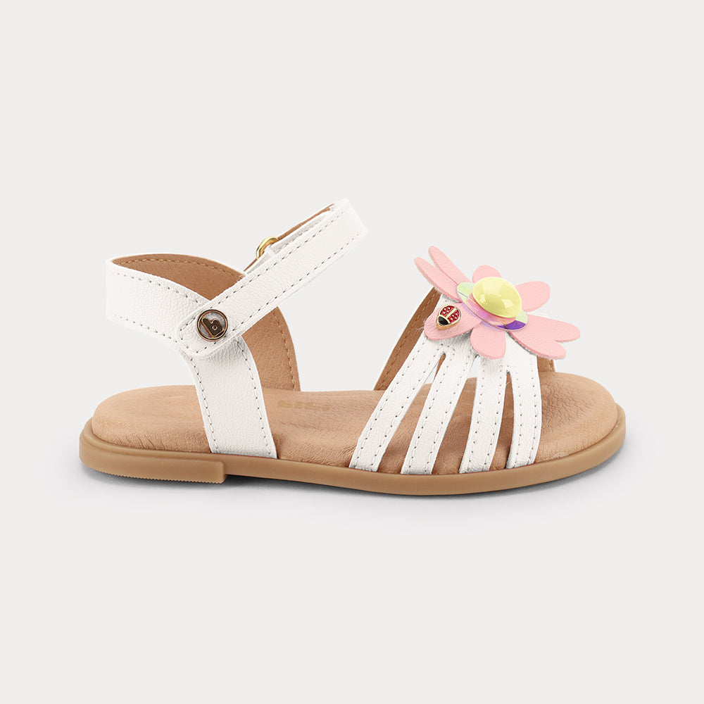 Sandalia Infantil Blanco Flor Bibi