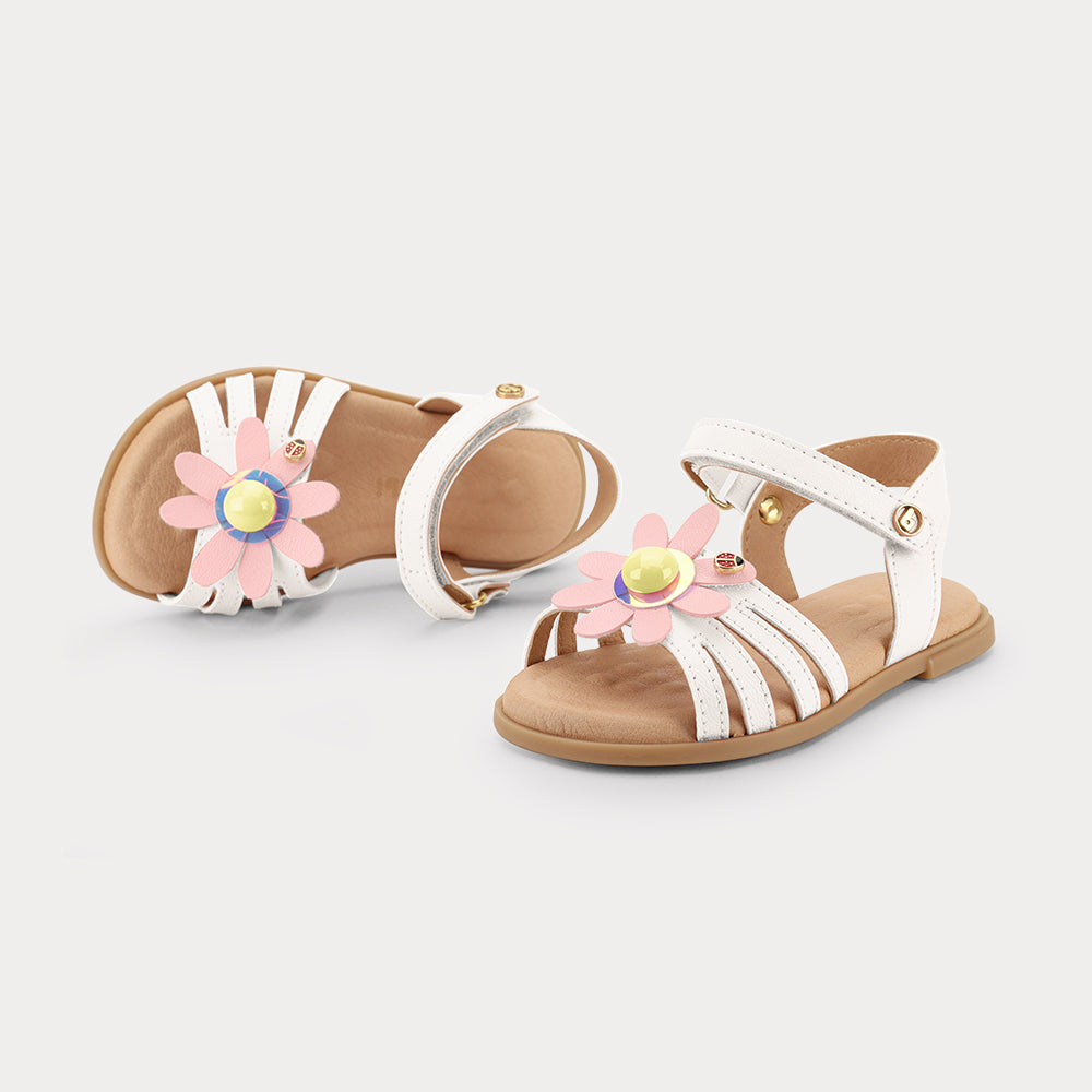 Sandalia Infantil Blanco Flor Bibi