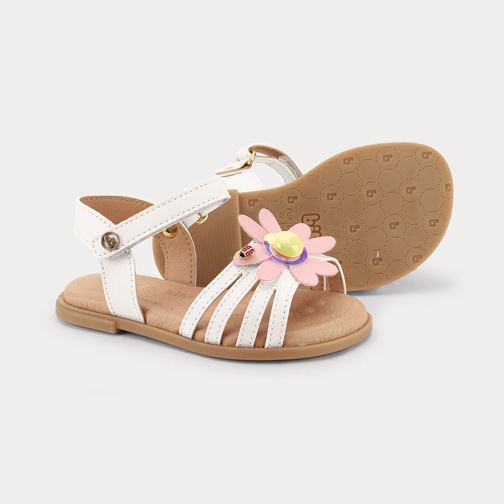 Sandalia Infantil Blanco Flor Bibi