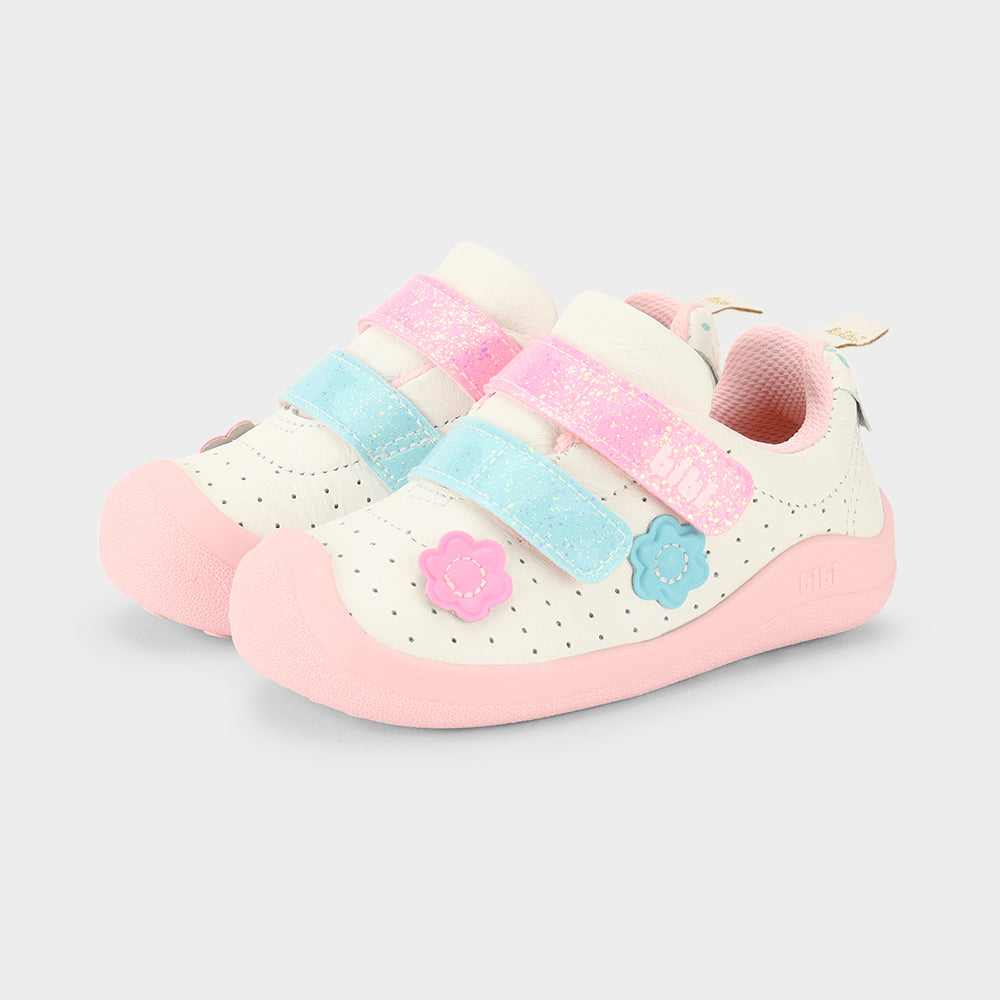 Zapatilla Infantil Blanco/Celeste/Rosado FisioFlex Bibi