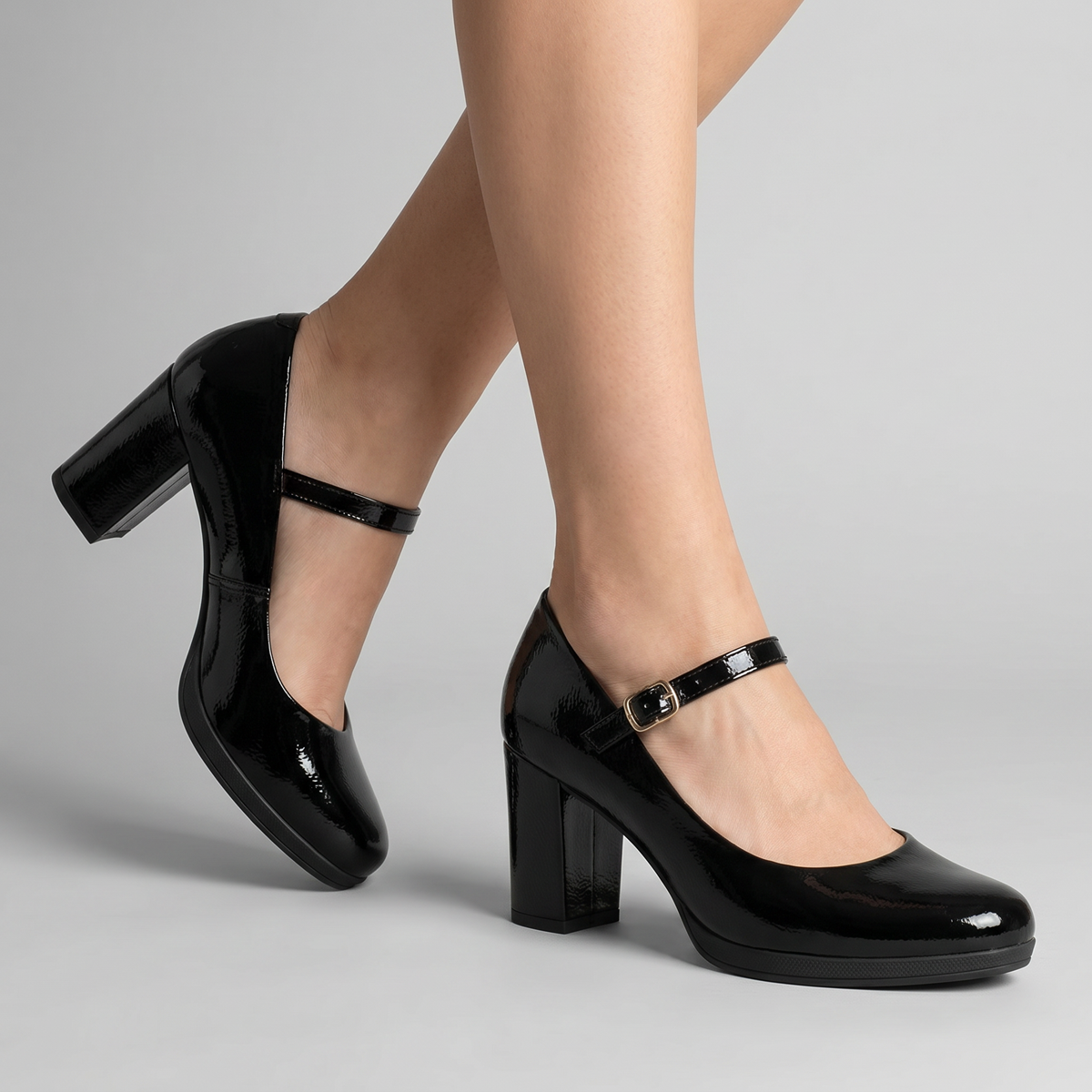 Zapato Mary Jane Mujer Negro/Charol Deise Piccadilly