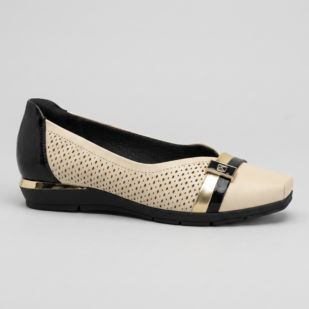 Zapato Mujer Crema/Negro Fernanda Piccadilly