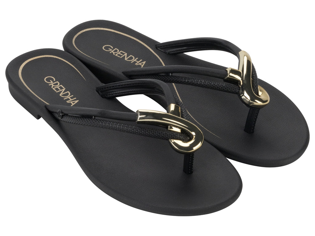 Sandalia Mujer Negro Enlace Grendha
