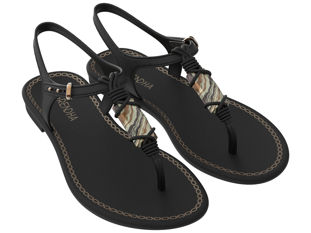 Sandalia Mujer Negro Cacau Rustica Grendha