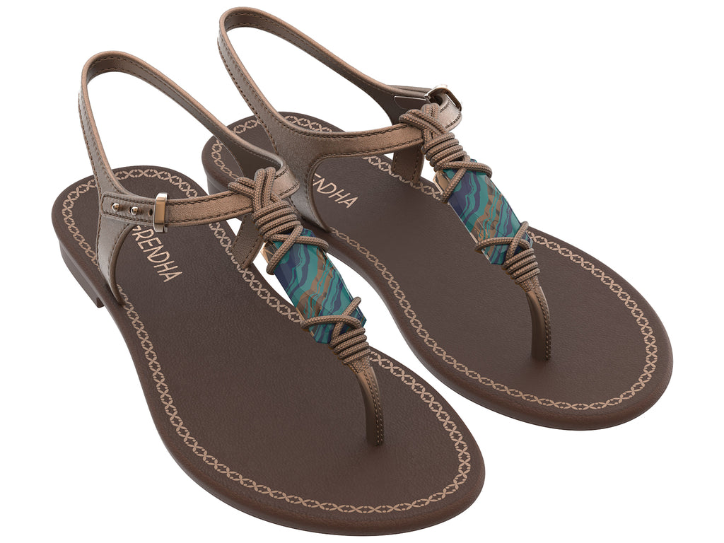 Sandalia Mujer Bronce Cacau Rustica Grendha