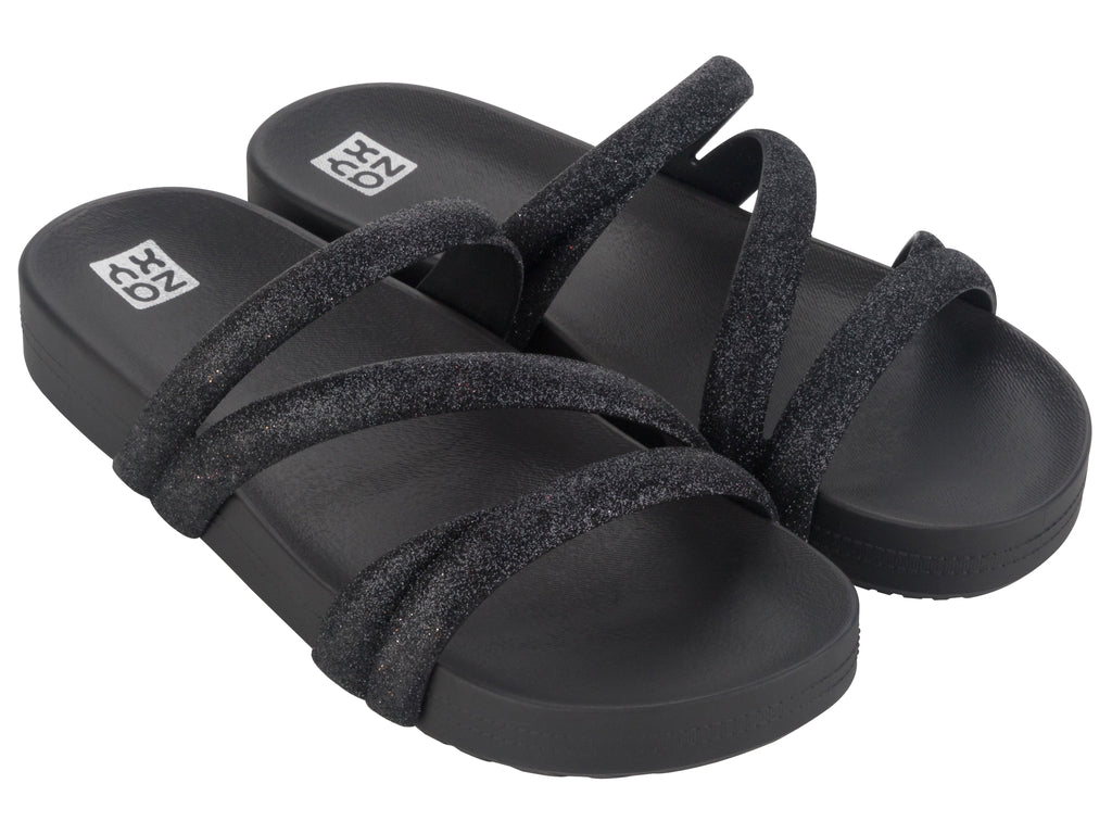 Sandalia Mujer Negro Glitter Zaxy