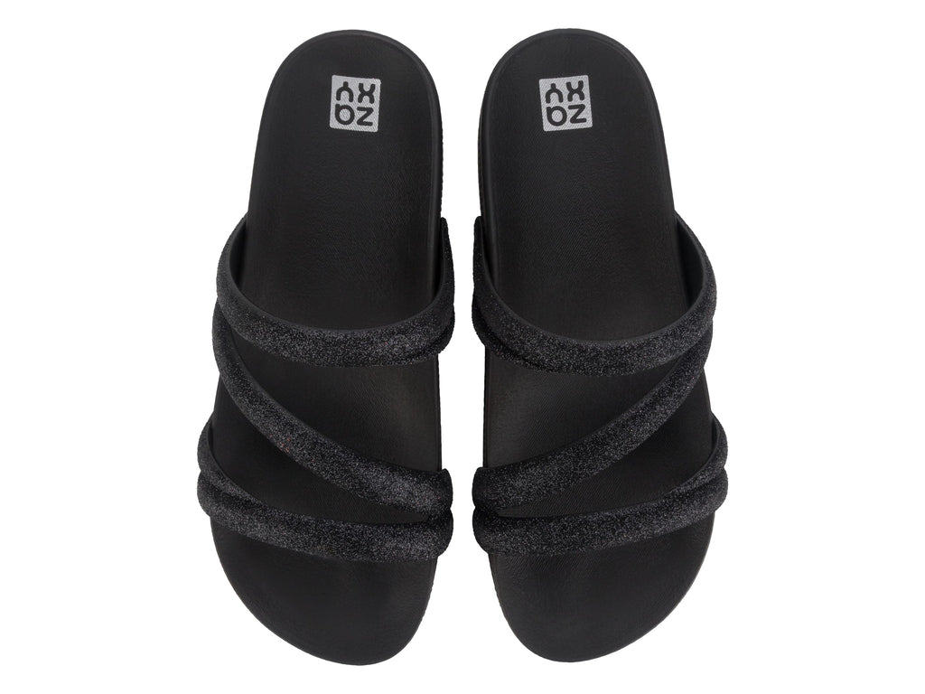 Sandalia Mujer Negro Glitter Zaxy
