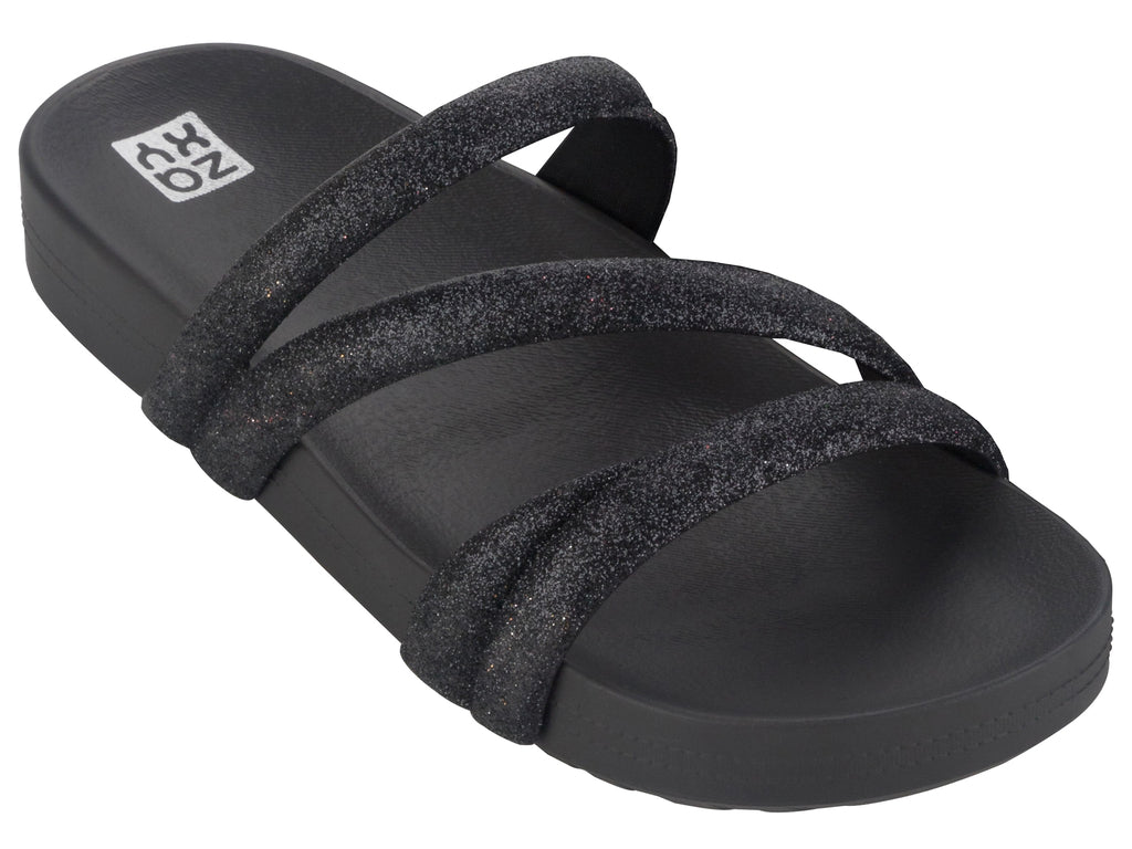 Sandalia Mujer Negro Glitter Zaxy