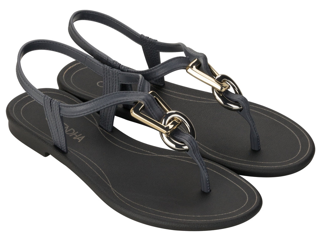 Sandalia Mujer Gris/Negro Exuberante Grendha