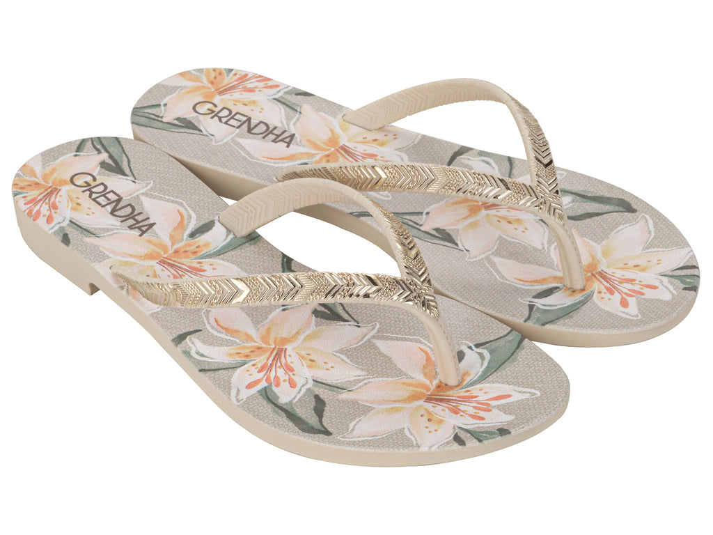 Sandalia Mujer Beige Flor Rast Grendha