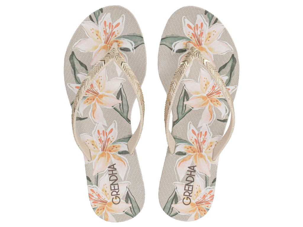 Sandalia Mujer Beige Flor Rast Grendha