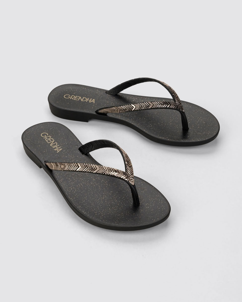 Sandalia Mujer Negro/Glitter Amor Grendha
