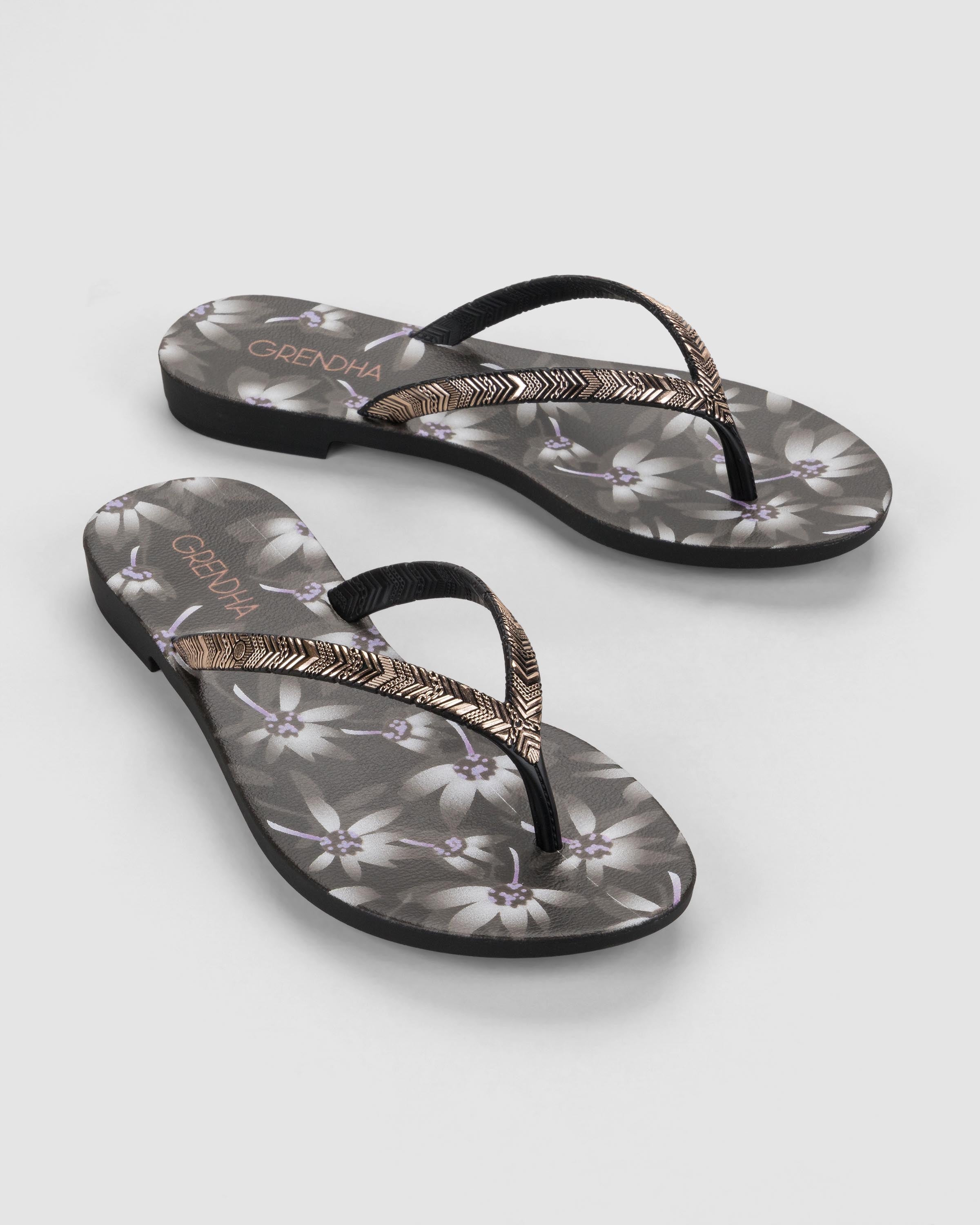 Sandalia Mujer Negro 114 Flor Rast Grendha