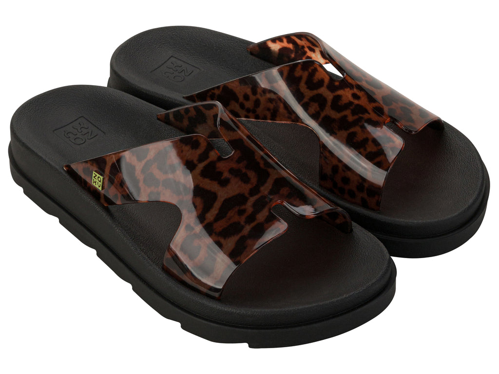 Sandalia Mujer Negro AnimalPrint Zaxy