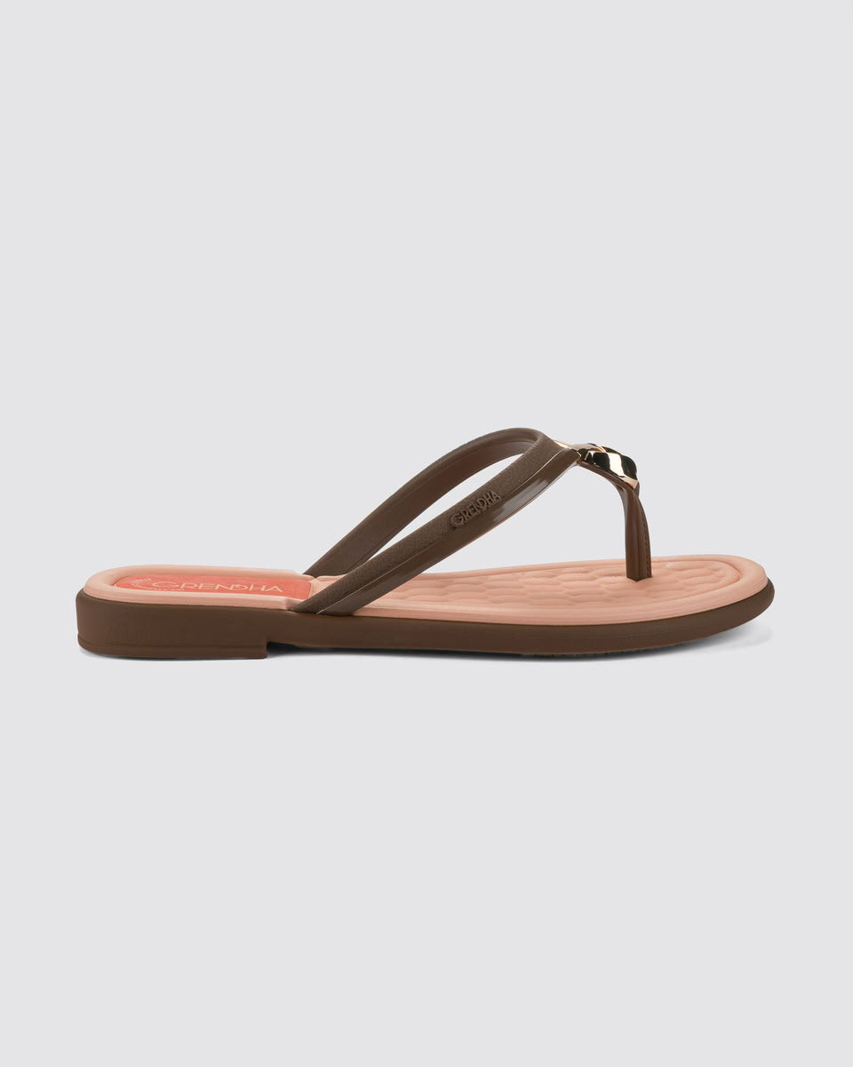 Sandalia Mujer Beige/Miel Rastreira Confort Grendha