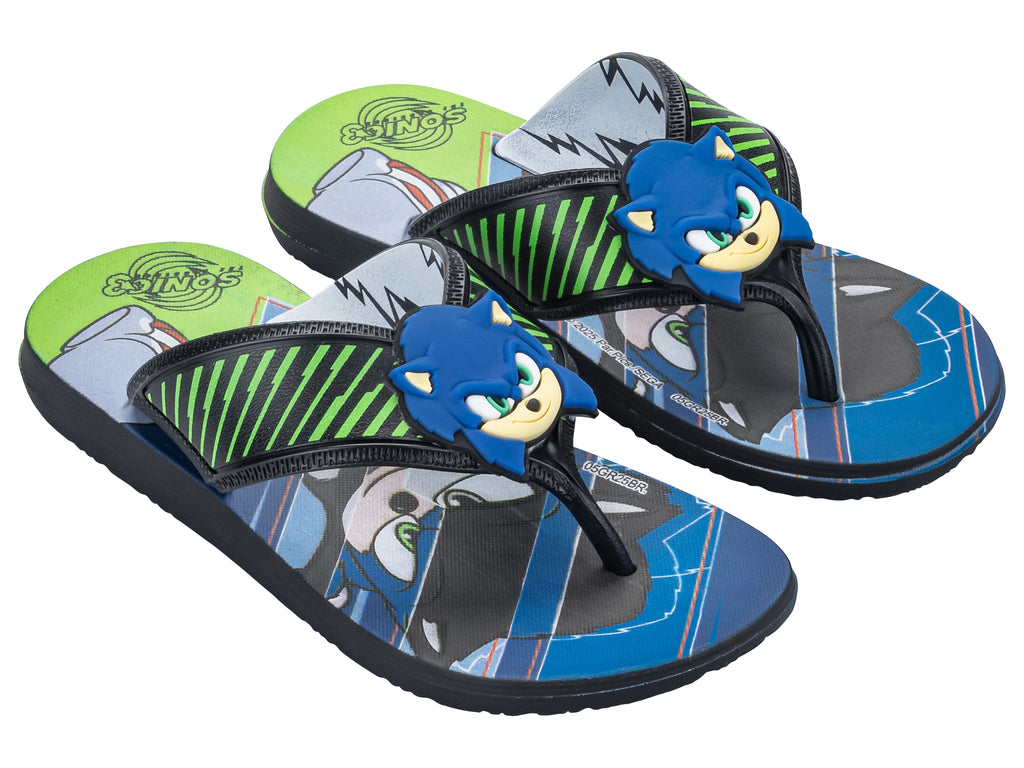 Sandalia Infantil Negro/Verde Sonic Way Ipanema