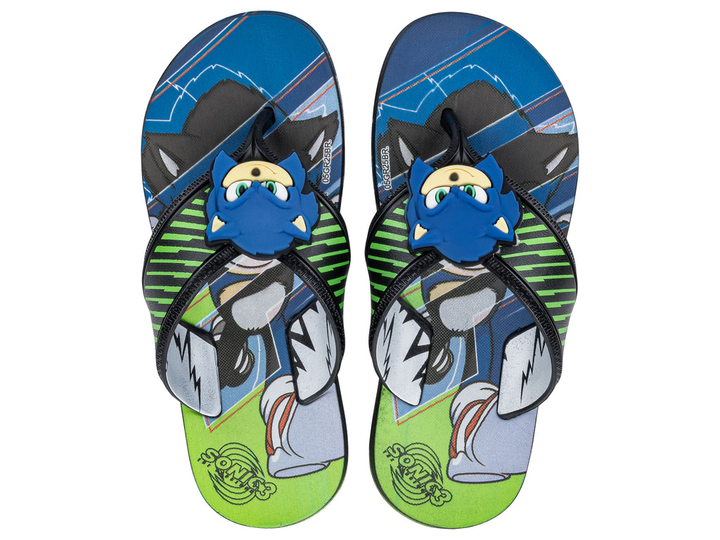 Sandalia Infantil Negro/Verde Sonic Way Ipanema