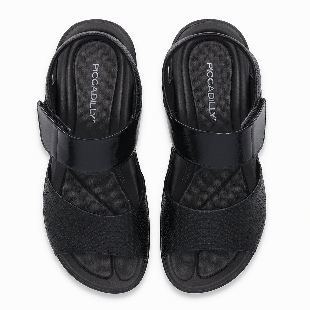 Sandalia Mujer Negro Fascitis Anabela 15 Piccadilly