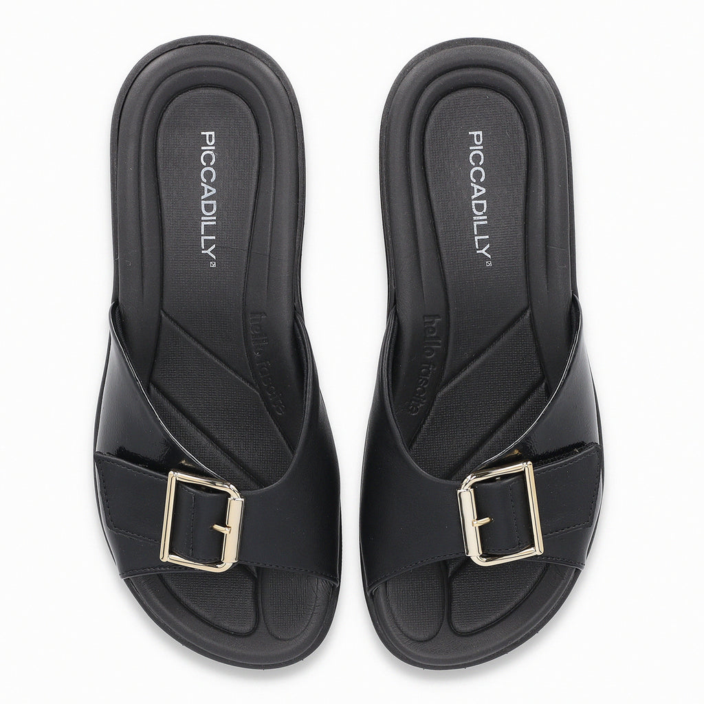 Sandalia Mujer Negro/Charol Fascitis Anabela 16 Piccadilly