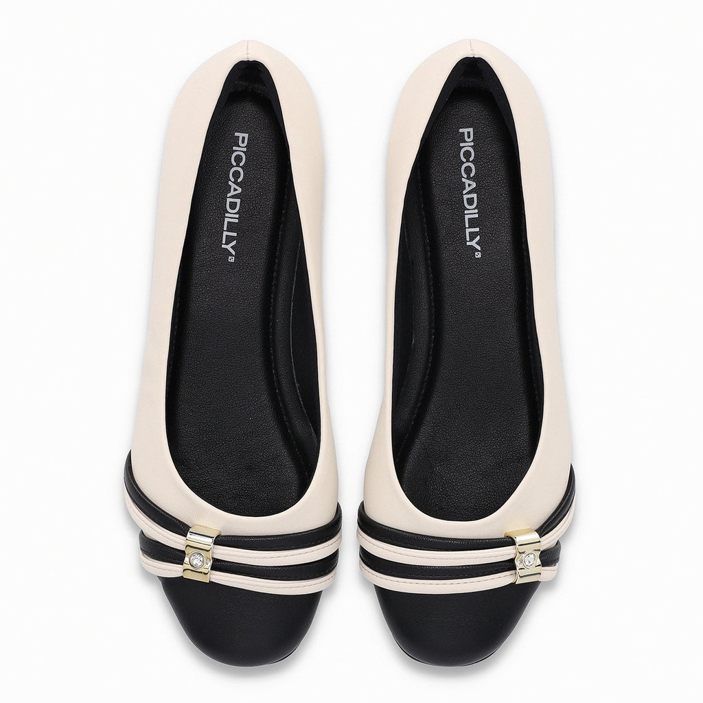 Ballerina Mujer Crema/Negro Raquel Piccadilly