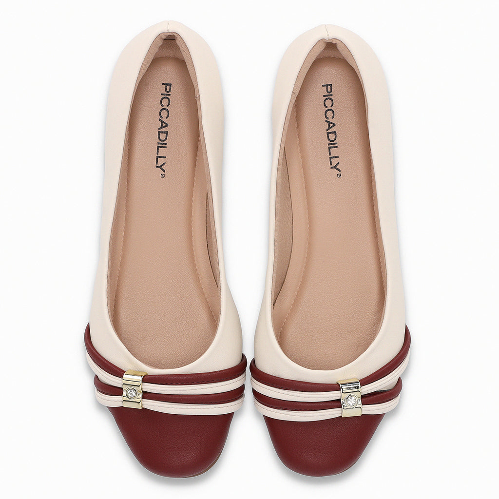 Ballerina Mujer Crema/Burdeo Raquel Piccadilly