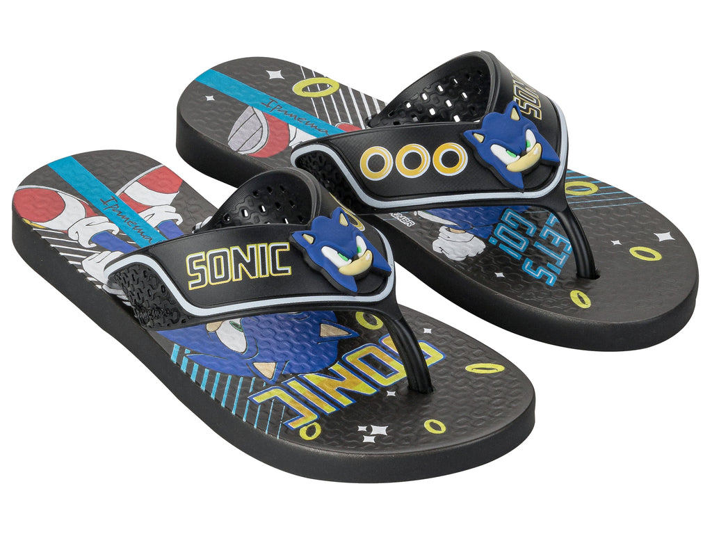 Sandalia Infantil Negro Sonic Game Ipanema