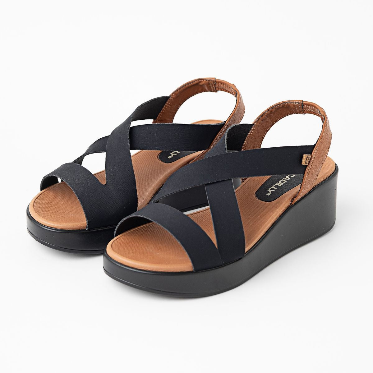 Sandalia Mujer Negro/Café Anabela Piccadilly