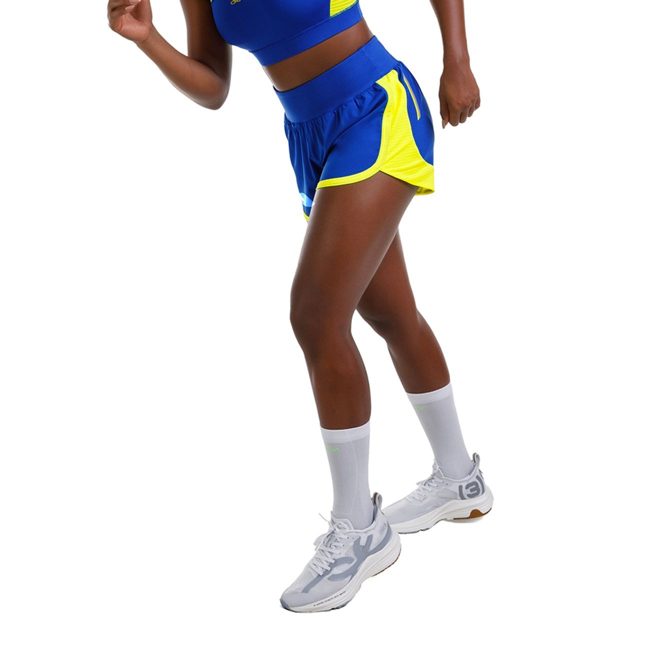 SHORT RUN 2 AZUL/AMARILLO MUJER