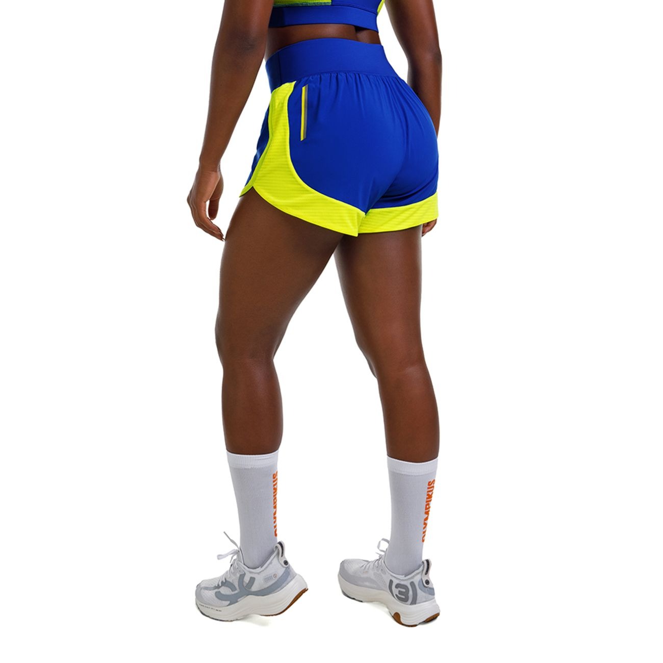 SHORT RUN 2 AZUL/AMARILLO MUJER