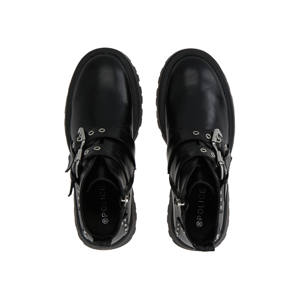 Botin Mujer Negro Snake/Hebilla Police