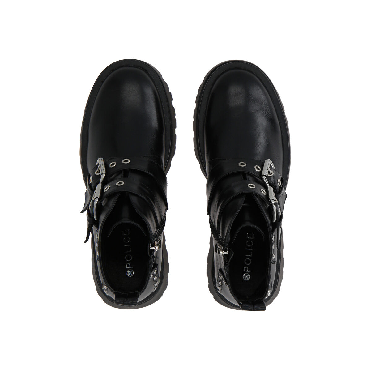 Botin Mujer Negro Snake/Hebilla Police