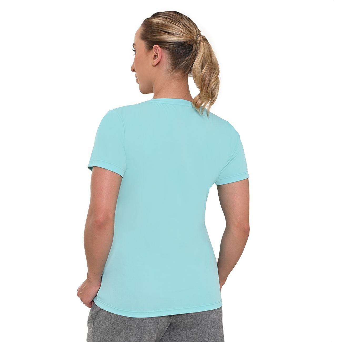 POLERA ESSENTIAL MANGA CORTA CELESTE MUJER