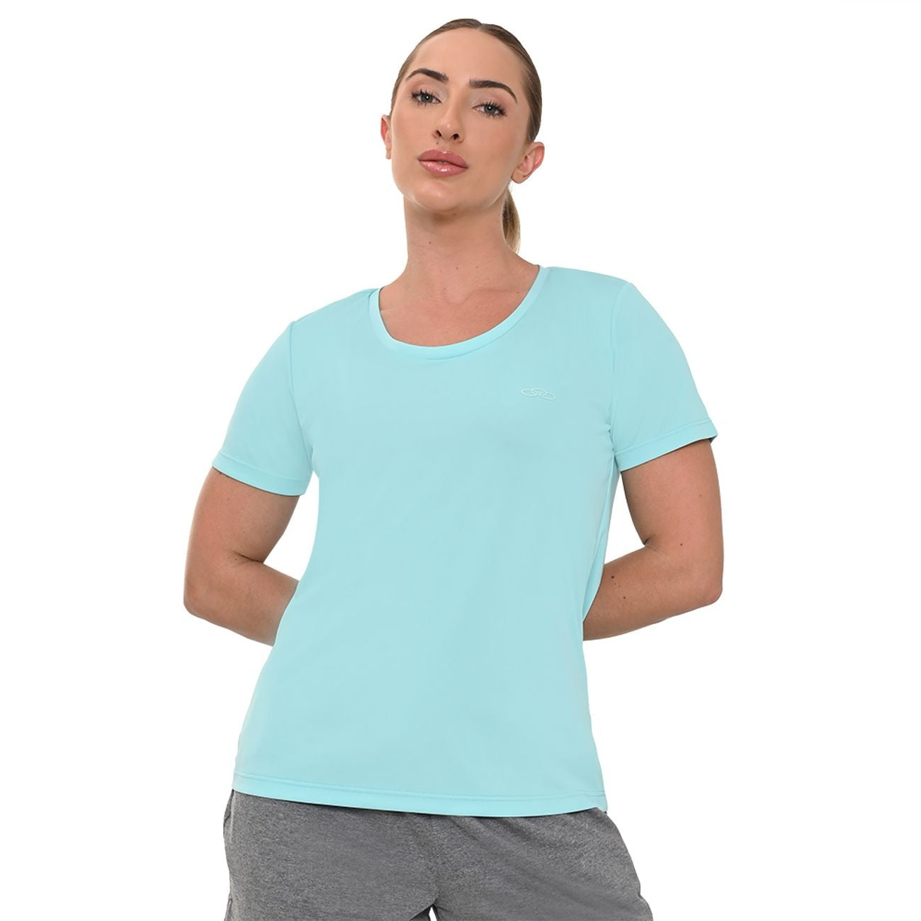 POLERA ESSENTIAL MANGA CORTA CELESTE MUJER