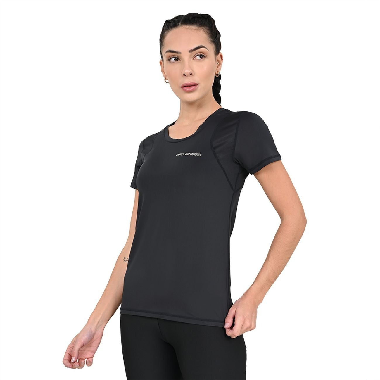 POLERA RECORTES NEGRA MUJER OLYMPIKUS