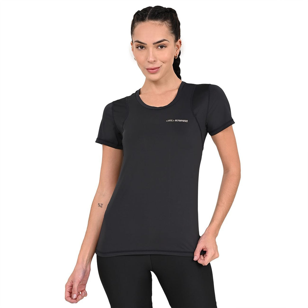 POLERA RECORTES NEGRA MUJER OLYMPIKUS