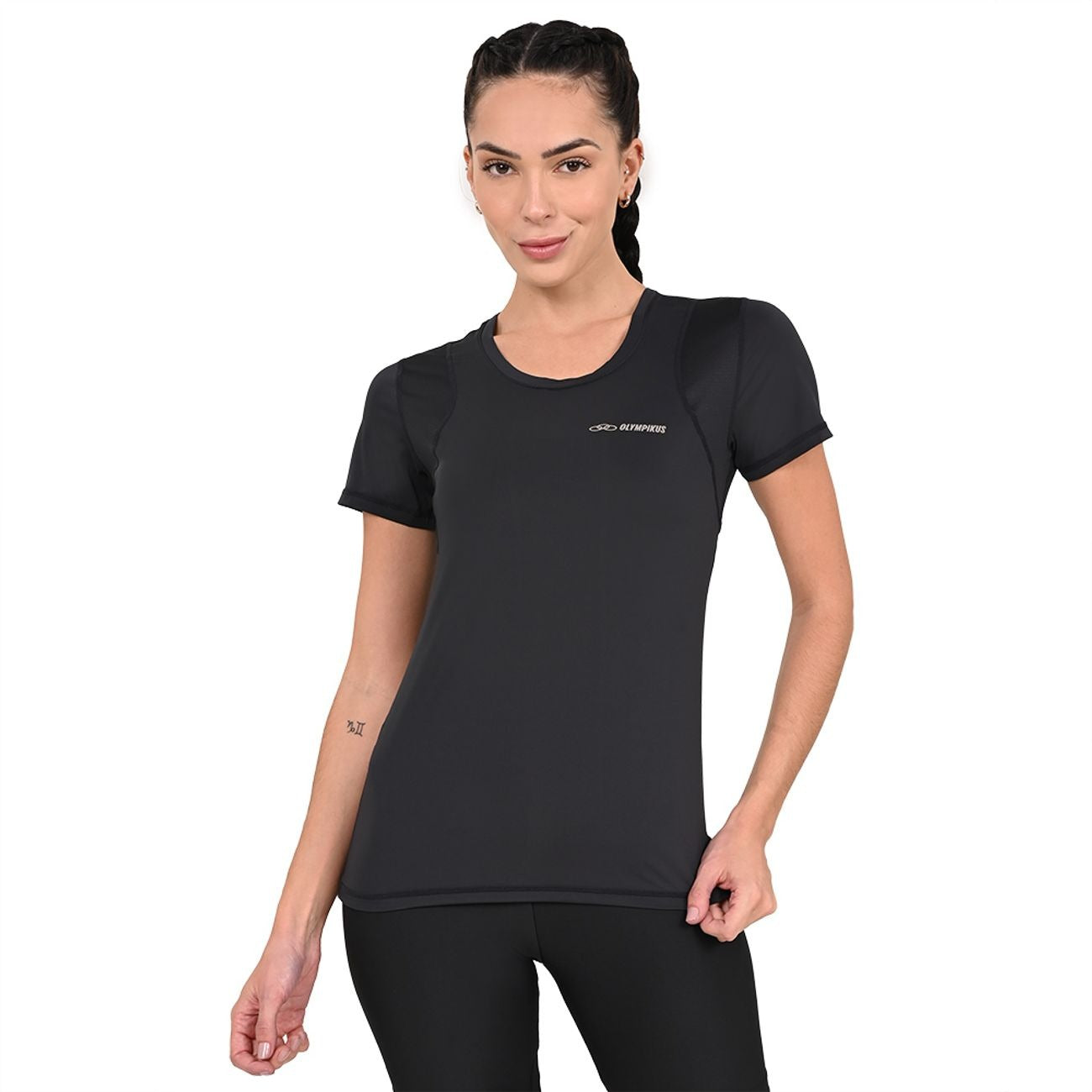 POLERA RECORTES NEGRA MUJER OLYMPIKUS