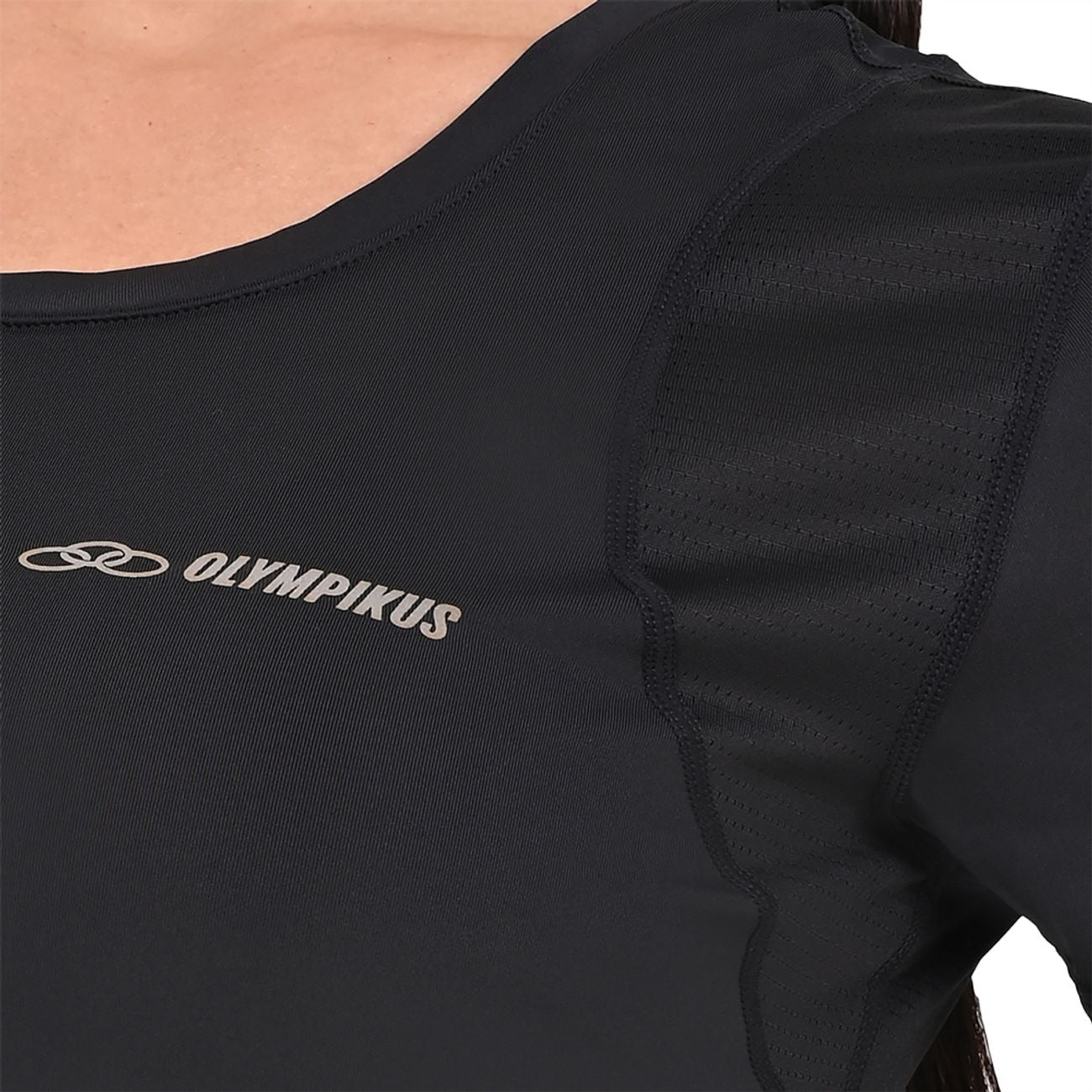 POLERA RECORTES NEGRA MUJER OLYMPIKUS