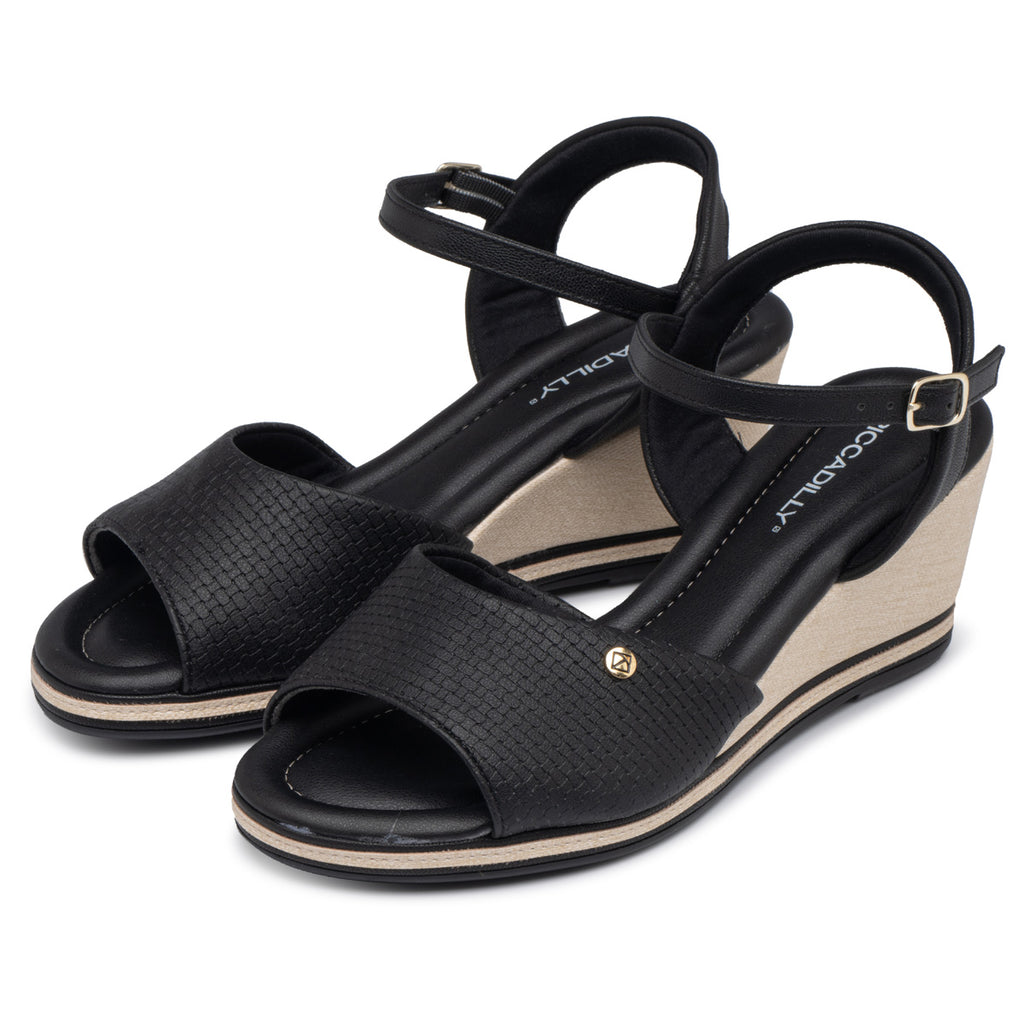 Sandalia Mujer Anabela Alice Negro/Almendra Piccadilly