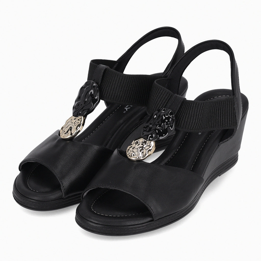 Sandalia Mujer Negro/Dorado Alice Piccadilly