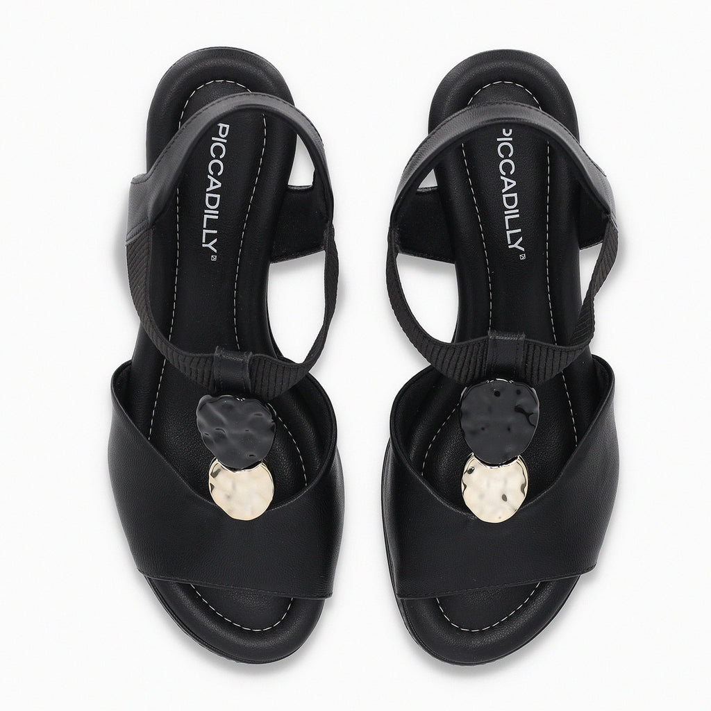 Sandalia Mujer Negro/Dorado Alice Piccadilly