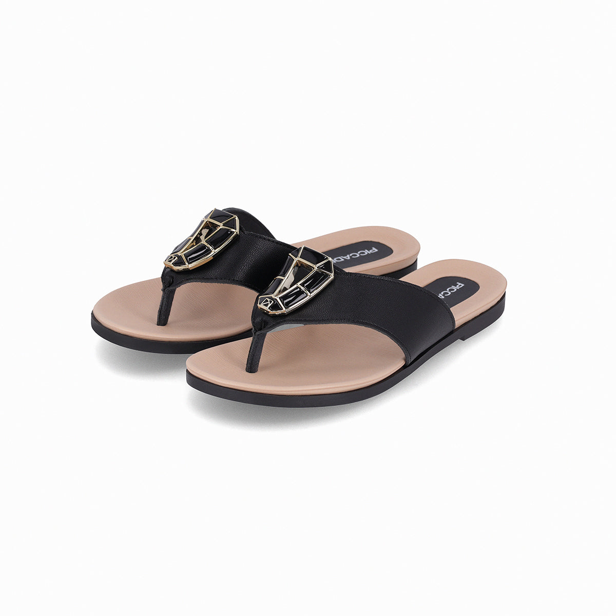 Sandalia Mujer Negro/Dorado Mari Piccadilly