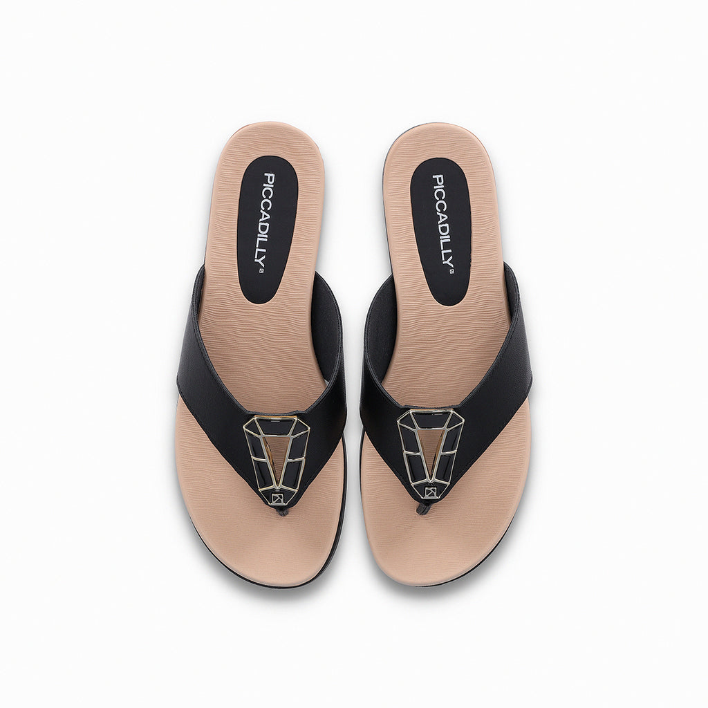 Sandalia Mujer Negro/Dorado Mari Piccadilly