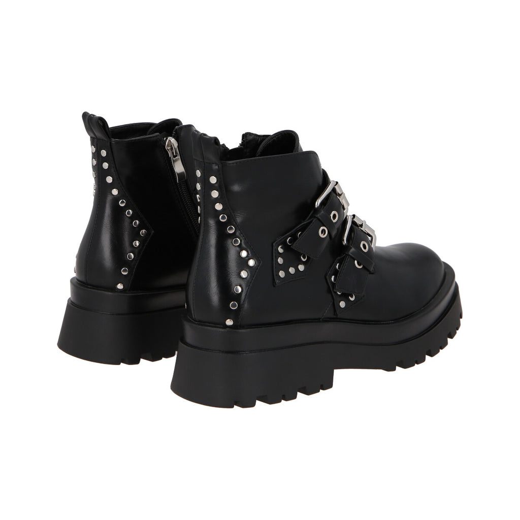 Botin Mujer Negro Snake/Hebilla Police