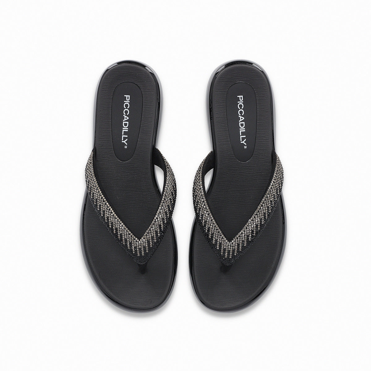 Sandalia Mujer Strass Sol Negro Piccadilly