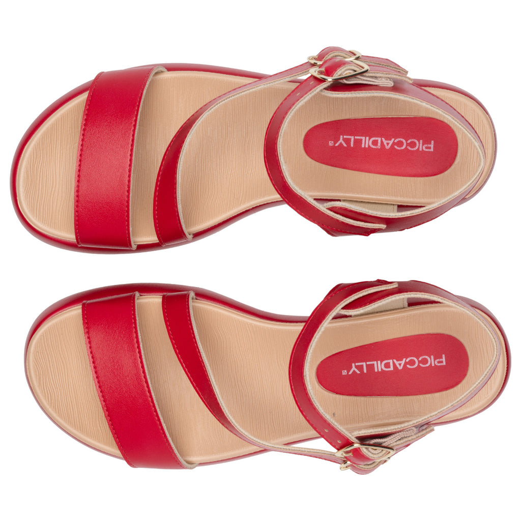 Sandalia Mujer Anabela Sol Rojo Piccadilly